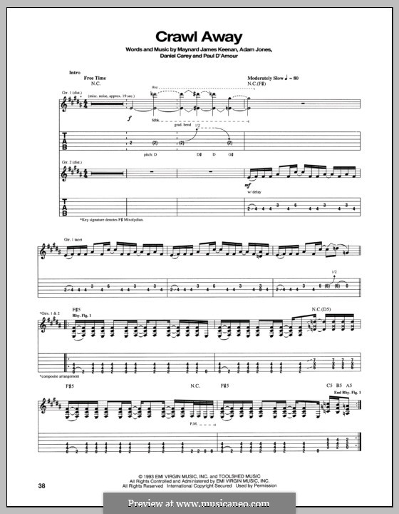 Crawl Away (Tool): Für Gitarre mit Tab by Adam Jones, Daniel Carey, Maynard James Keenan, Paul D'Amour
