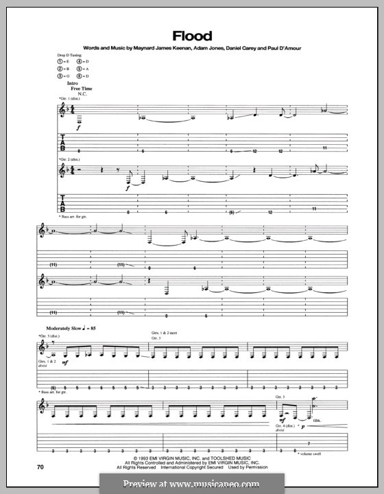 Flood (Tool): Für Gitarre mit Tab by Adam Jones, Daniel Carey, Maynard James Keenan, Paul D'Amour