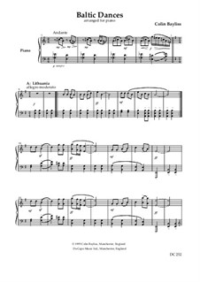 Baltic Dances, B28: Bearbeitung für Klavier by Colin Bayliss