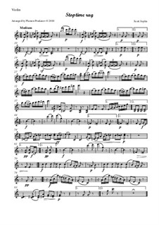 Stoptime Rag: For oboe, violin, viola and cello - violin part by Scott Joplin