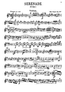 Serenade für Flöte, Violine und Bratsche in G-Dur, Op.141a: Violinstimme by Max Reger