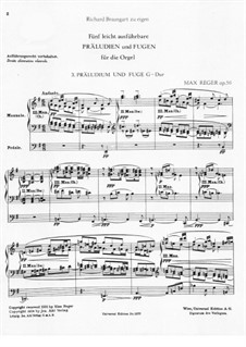 Fünf leichte Präludien und Fugen für die Orgel, Op.56: Präludien und Fugen Nr.3-5 by Max Reger