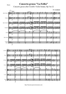Concerto Grosso 'La Follia': Score and parts by Francesco Geminiani