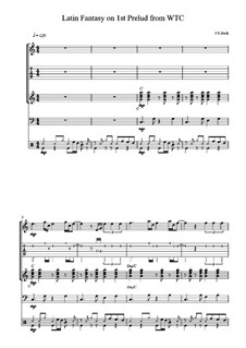 Präludium und Fuge Nr.1 in C-Dur, BWV 846: For guitars and drum set (Latin Fantasy) by Johann Sebastian Bach