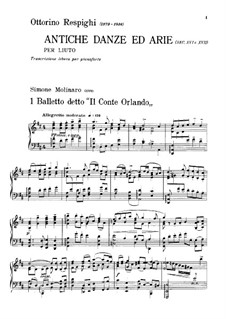 Alte Tänze und Arien für Laute. Suite Nr.1: Version für Klavier by Ottorino Respighi