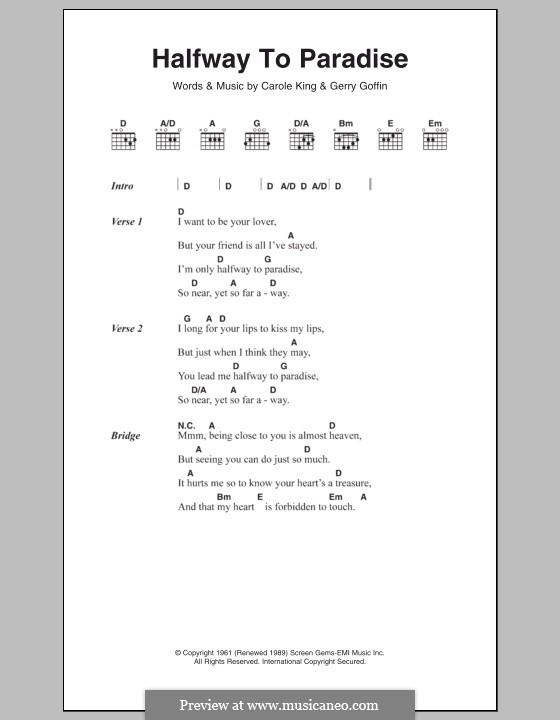 Halfway to Paradise: Text und Akkorde by Gerry Goffin