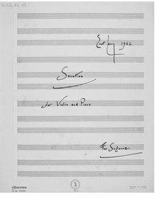 Sonatine Nr.1 für Violine und Klavier: Vollpartitur by Ernst Levy