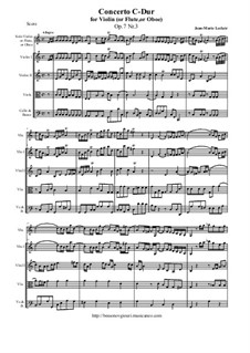 Concerto in C Major for Violin (or Flute, or Oboe) and Strings, Op.7 No.3: Score and all parts by Jean-Marie Leclair