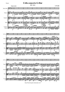 Concerto for Cello and Strings in G Major, RV 414: Score and all parts by Antonio Vivaldi