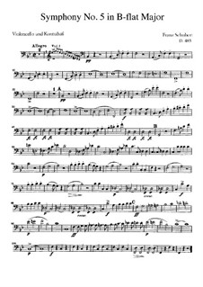Sinfonie Nr.5 in B-Dur, D.485: Cello- und Kontrabass-Stimme by Franz Schubert