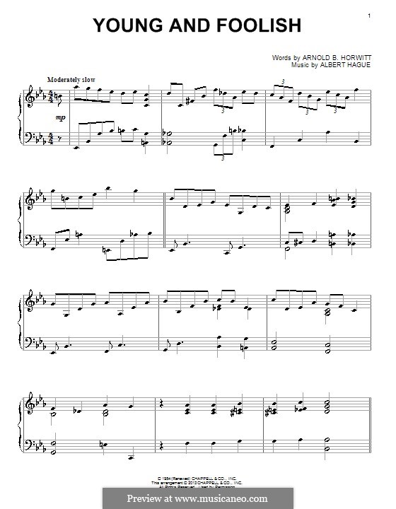 Young and Foolish (Dean Martin): Für Klavier by Albert Hague