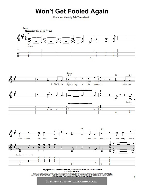Won't Get Fooled Again (The Who): Für Gitarre mit Tab by Peter Townshend