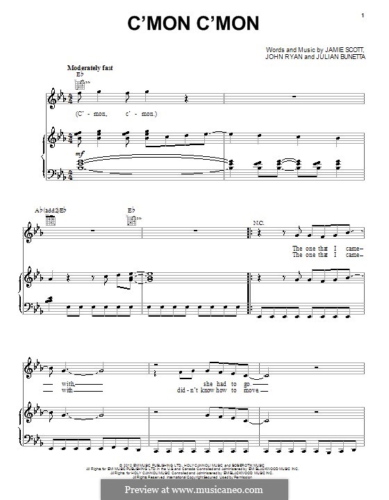 C'Mon C'Mon (One Direction): Für Stimme und Klavier (oder Gitarre) by Julian Bunetta, Jamie Scott, John Henry Ryan