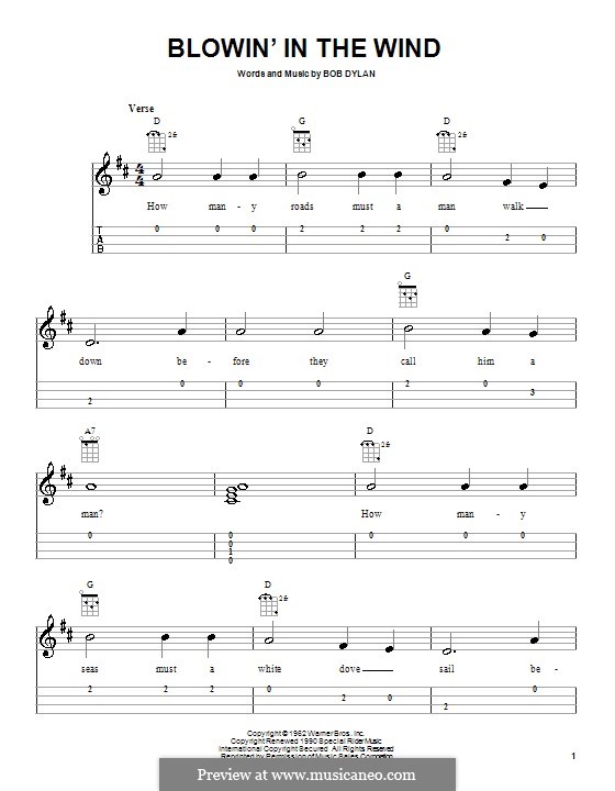 Blowin' in the Wind: Für Ukulele by Bob Dylan