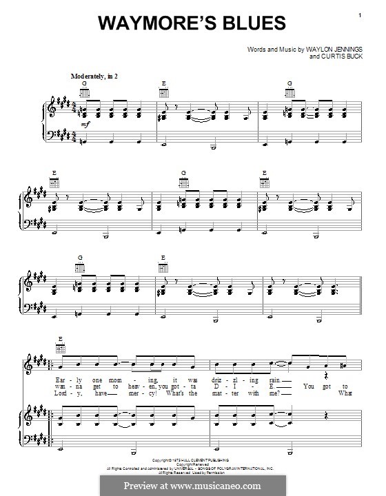 Waymore's Blues (Roy Orbison): Für Stimme und Klavier (oder Gitarre) by Waylon Jennings, Curtis Buck