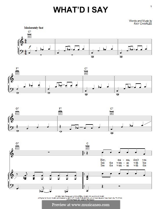 What'd I Say: Für Stimme und Klavier (oder Gitarre) by Ray Charles