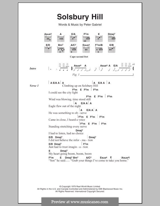 Solsbury Hill von P. Gabriel Noten auf MusicaNeo