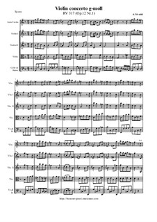 Concerto No.1 in G minor, RV 317: Score, parts by Antonio Vivaldi