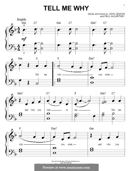 Tell Me Why (The Beatles): Für Klavier by John Lennon, Paul McCartney
