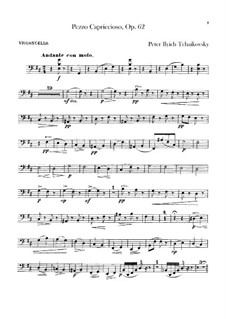 Pezzo Capriccioso für Cello und Orchestre, TH 62 Op.62: Cellostimmen by Pjotr Tschaikowski