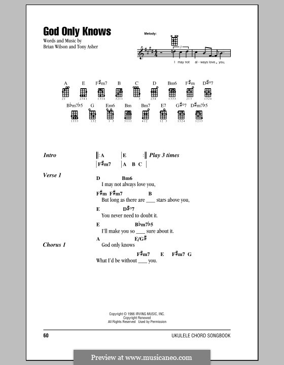 God Only Knows (The Beach Boys): Für Ukulele by Brian Wilson, Tony Asher