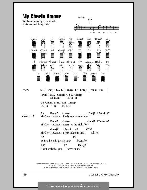 My Cherie Amour (Stevie Wonder): Für Ukulele by Henry Cosby, Sylvia Moy