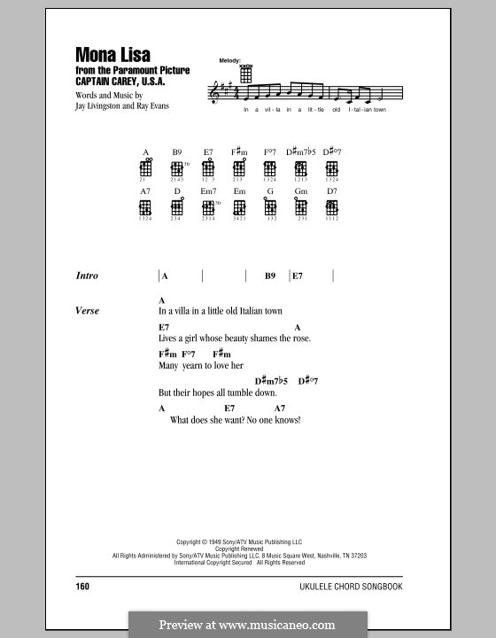 Mona Lisa (Nat King Cole): Für Ukulele by Jay Livingston, Raymond Evans