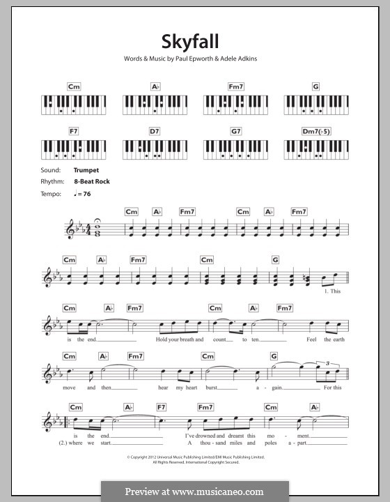 Piano version: Version for keyboard by Adele, Paul Epworth