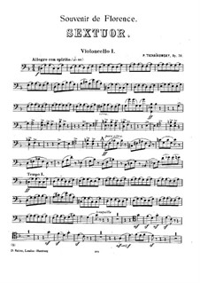 Streichsextett 'Souvenir de Florence', TH 118 Op.70: Cellosstimmen by Pjotr Tschaikowski