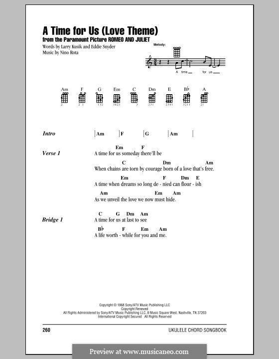 A Time for Us (Love Theme from Romeo and Juliet): Für Ukulele by Nino Rota