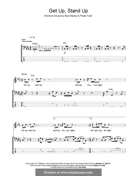 Get Up Stand Up: Für Bassgitarre mit Tabulatur by Bob Marley, Peter Tosh