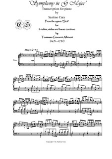 Sinfonie in G-Dur, Si 8: Sinfonie in G-Dur by Tomaso Albinoni