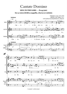 Cantate Domino for 3 a cappella voices or instruments: Cantate Domino for 3 a cappella voices or instruments by Orlando di Lasso