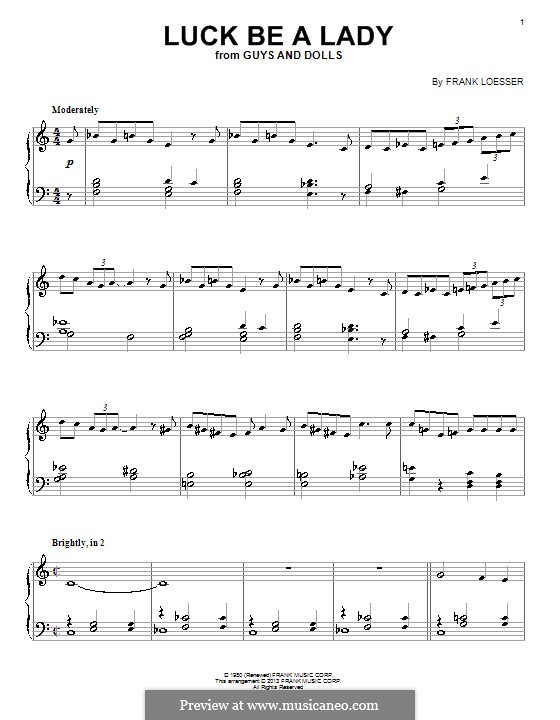 Luck, Be a Lady (from Guys and Dolls) von F. Loesser Noten auf MusicaNeo