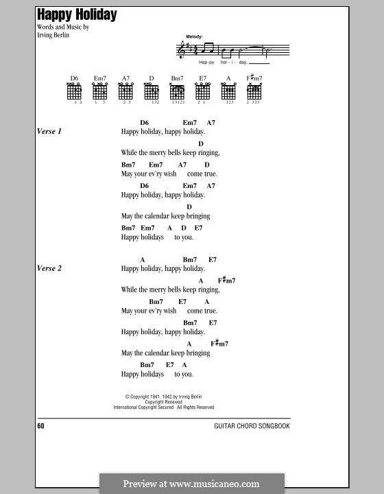 Happy Holiday: Texte und Akkorde by Irving Berlin