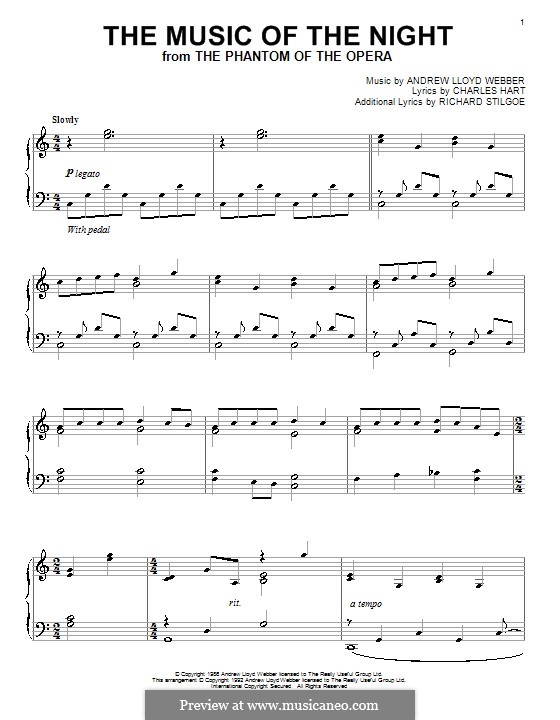 The Music of the Night (instrumental version): Für Klavier by Andrew Lloyd Webber