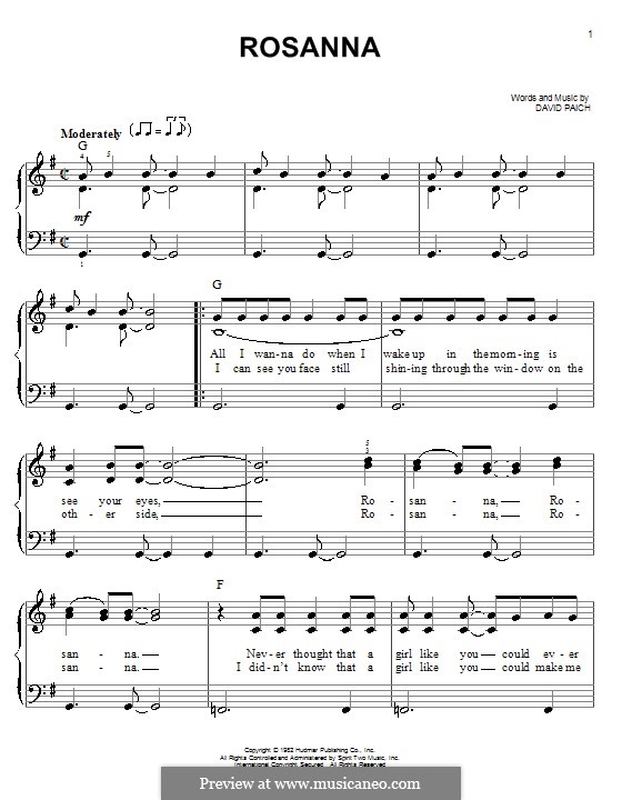 Rosanna (Toto): Für Klavier by David Paich