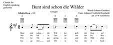 Bunt sind schon die Wälder: For voice and guitar chord names by Johann Friedrich Reichardt