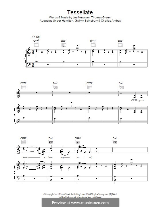 Tessellate (Ellie Goulding): Für Stimme und Klavier (oder Gitarre) by Augustus Unger-Hamilton, Gwil Sainsbury, Joe Newman, Thomas Green, Charles Andrew