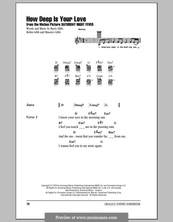 How Deep Is Your Love (The Bee Gees): Für Ukulele by Barry Gibb, Maurice Gibb, Robin Gibb