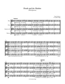 Tod und das Mädchen, D.531 Op.7 No.3: For wind quartet by Franz Schubert