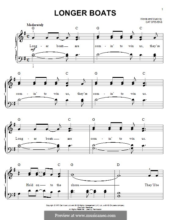 Longer Boats: Für Klavier by Cat Stevens