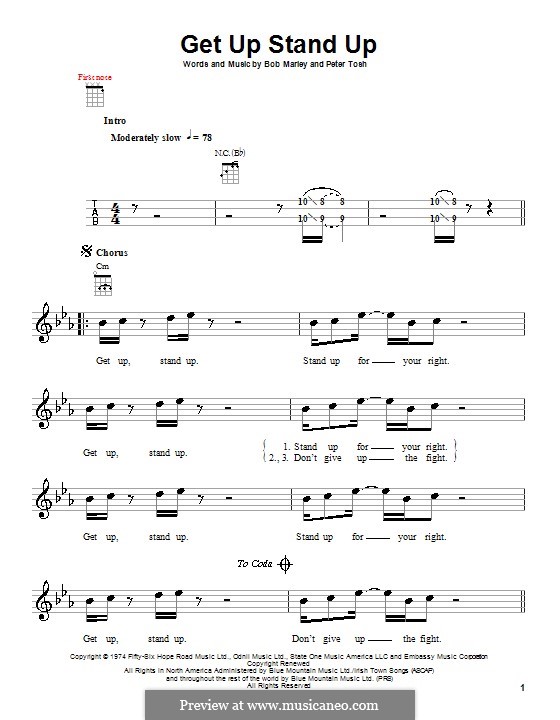 Get Up Stand Up: Für Ukulele by Bob Marley, Peter Tosh
