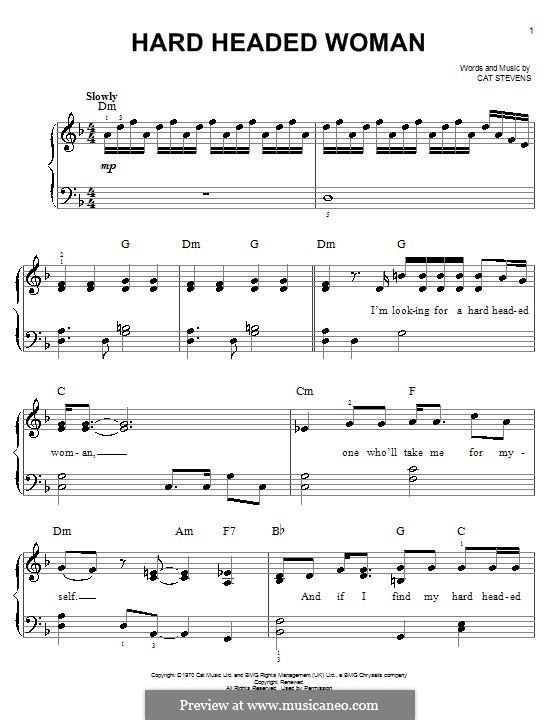 Hard Headed Woman: Für Klavier by Cat Stevens