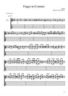 Fuge in g-Moll 'Kleine', BWV 578: Für Gitarre mit Tab by Johann Sebastian Bach