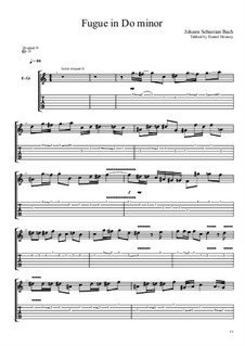 Präludium und Fuge Nr.2 in c-Moll, BWV 847: Fugue, for guitar with tab by Johann Sebastian Bach