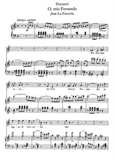 Die Favoritin : O, mio Fernando, for voice and piano by Gaetano Donizetti