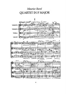 Streichquartett in F-Dur, M.35: Vollpartitur by Maurice Ravel