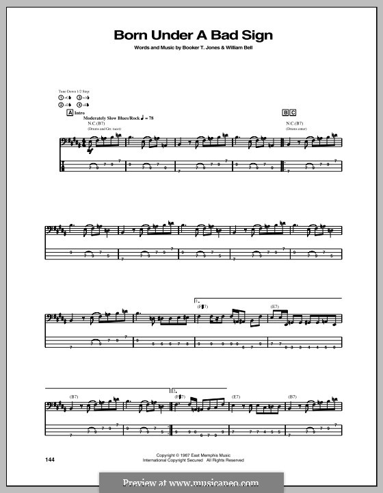 Born Under a Bad Sign: Für Gitarre mit Tab by Booker T. Jones, William Bell