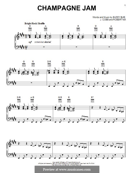 Champagne Jam (Atlanta Rhythm Section): Für Stimme und Klavier (oder Gitarre) by Buddy Buie, J.R. Cobb, Robert Nix